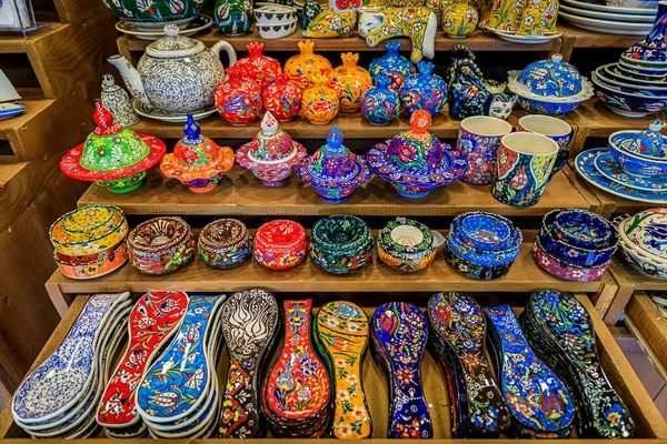 Traditional Montenegrin Hand Painted Decorative Pottery Floral Pattern Sale Souvenir — Stock Photo, Image