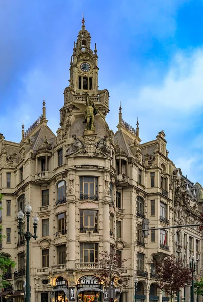 Porto Portugal Mai 2018 Verzierte Neogotische Fassade Des Edificio Nacional — Stockfoto