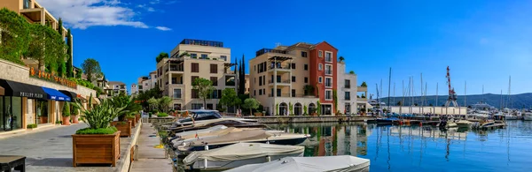 ティヴァト モンテネグロ 2019年5月31日 夏を背景にアドリア海の風景や高級住宅 ショップ ボート — ストック写真