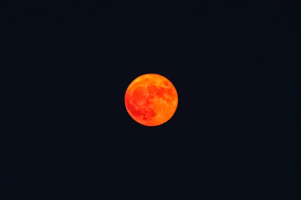 Brume Orange Épaisse Sur Pleine Lune Orange Floue Visibilité Réduite — Photo