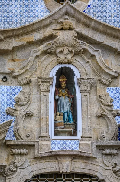 Porto Portugal May 2018 Details Facade Statue Saint Nicholas Parish — Stock Photo, Image