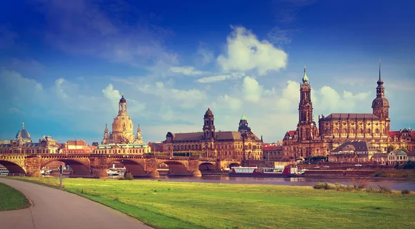 Dresden Skyline Rio Elba Saxônia Alemanha — Fotografia de Stock