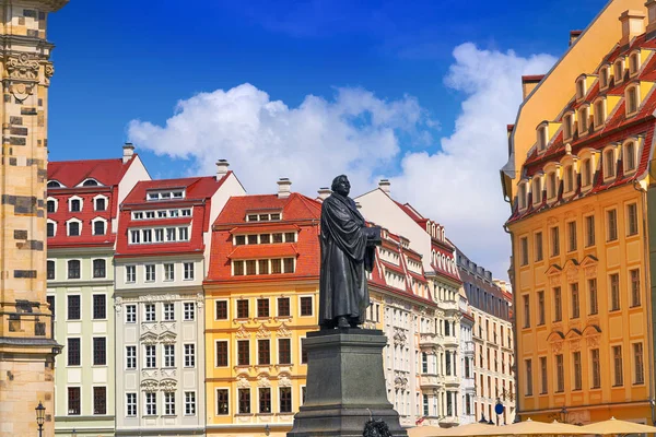 Martin Luther Memorial Standbeeld Buurt Van Frauenkirche Dresden Duitsland — Stockfoto