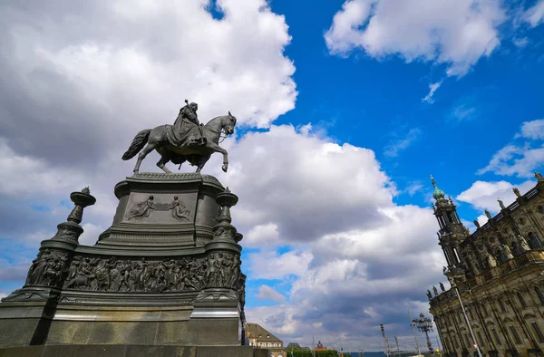 Theaterplatz Drezda Közelében Opera Németország Király Johann Szobra — Stock Fotó