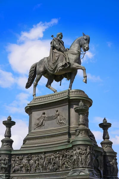 Standbeeld Van Koning Johann Theaterplatz Van Dresden Buurt Van Opera — Stockfoto
