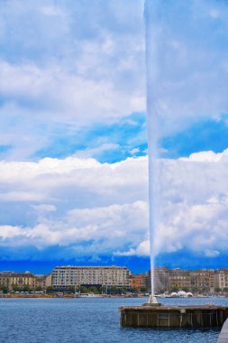 Cenevre Geneve Gölü su Jet D'eau İsviçre İsviçre Leman