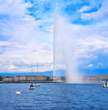 Cenevre Geneve Gölü su Jet D'eau İsviçre İsviçre Leman