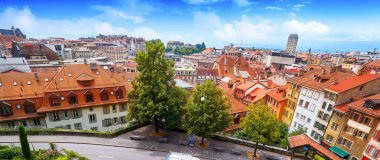 Lausanne İsviçre İsviçre hava görünümünü şehirde