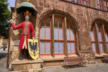 Roland figure at Stadt Nordhausen Rathaus in Thuringia Germany clipart