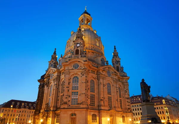 Dresden Sunset Frauenkirche Evangelische Kirche Sachsen Deutschland — Stockfoto