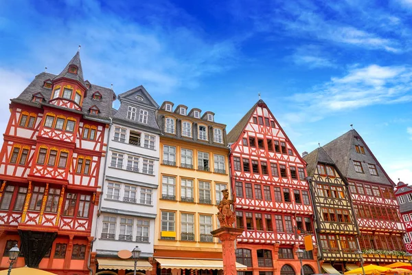 Frankfurt Romerberg Plein Oude Historische Centrum Van Stad Duitsland — Stockfoto