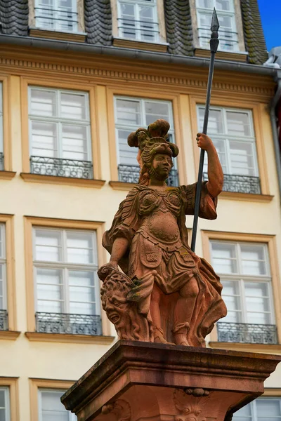 Justitia Lady Bel Frankfurt Szobra Romerberg Square Németország — Stock Fotó