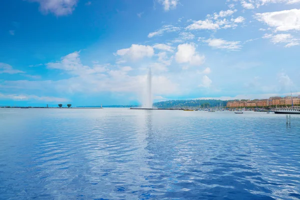 Geneve Sjö Vatten Jet Eau Schweiz Swiss Leman — Stockfoto