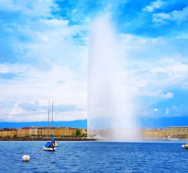 Geneva Geneve Lake Water Jet Eau Swiss Leman — стокове фото