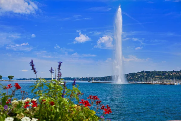 Geneva Geneve Lake Water Jet Eau Switzerland Swiss Leman — Stock Photo, Image