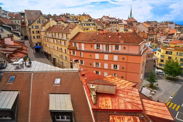 Stad Lausanne Zwitserland Zwitserse Luchtfoto — Stockfoto