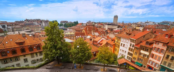 Stad Lausanne Zwitserland Zwitserse Luchtfoto — Stockfoto