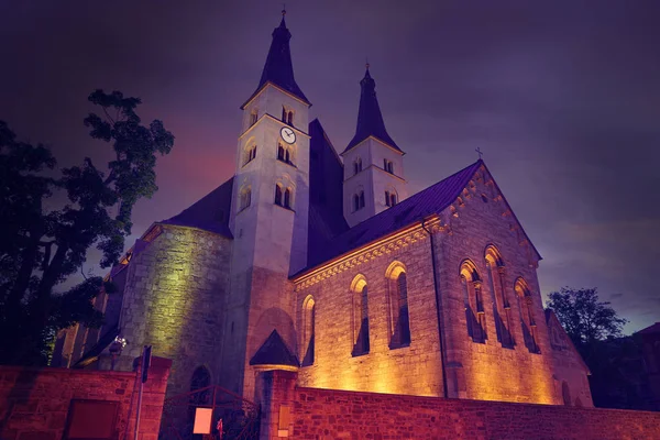 Nordhausen Holy Cross Cathedral Solnedgång Thüringen Tyskland — Stockfoto