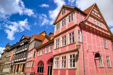 Quedlinburg şehir cepheler Harz Saksonya Anhalt Almanya