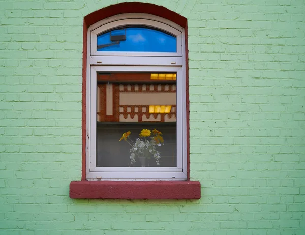 Nordhausen Tégla Homlokzat Windows Harz Thüringen Németország — Stock Fotó