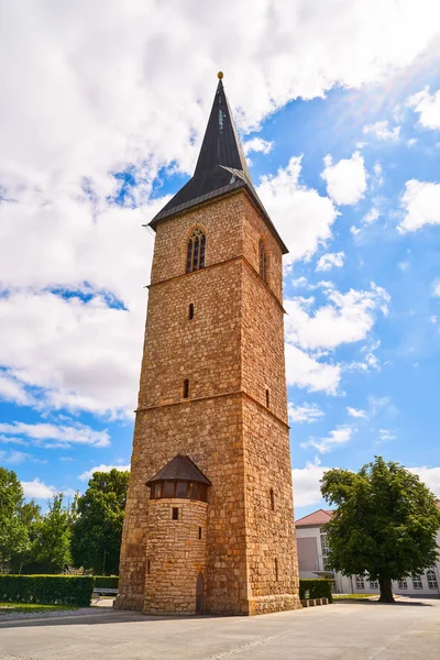 培养上午斯泰因霍夫教堂塔在 Nordhausen 在哈茨图林根州德国 — 图库照片
