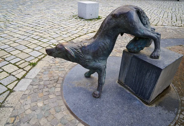 Estátua Quedlinburg Cão Quedel Harz Saxônia Anhalt Alemanha — Fotografia de Stock