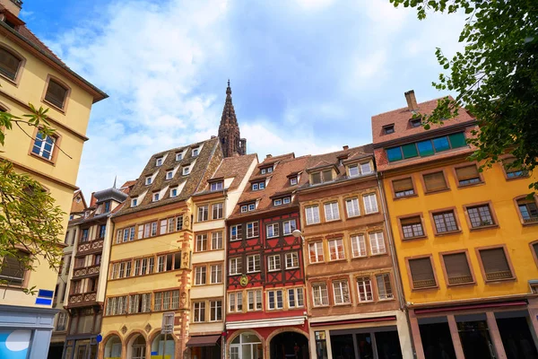 Strasbourg Belvárosi Utcai Homlokzatok Franciaországi Elzász — Stock Fotó