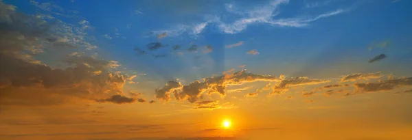 Захід Сонця Небо Помаранчевому Синьому Чорному Фоні — стокове фото