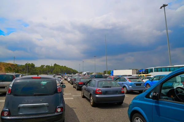 Traffic Jam Met Gestopt Auto Spanje — Stockfoto