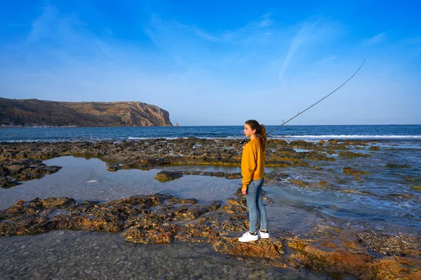 Fener Balıkçı Kız Alicante Spanya Akdeniz Javea Kumsalda Çubuk — Stok fotoğraf