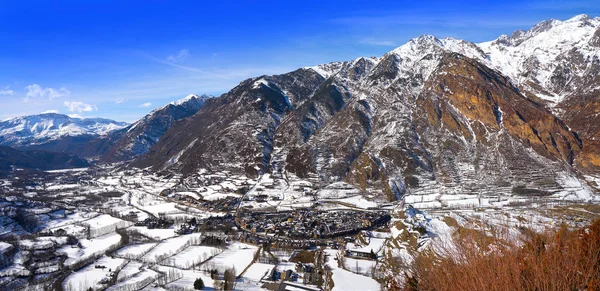 Benasque Byn Benas Flygfoto Huesca Pyrenéerna Spanien — Stockfoto