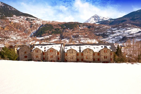 Benasque Dorf Benas Skyline Huesca Pyrenäen Von Spanien — Stockfoto