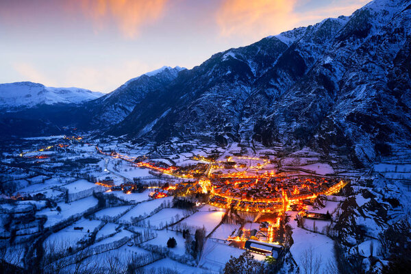 Cerler sky area in Pyrenees of Huesca at Spain