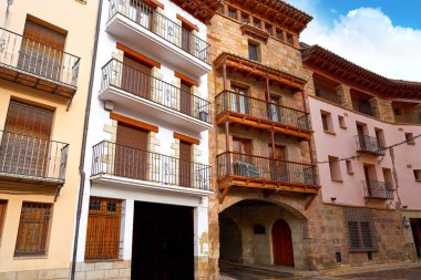 Mora de Rubielos köyü Gudar Javalambre Sierra üzerinde bulunan Teruel İspanya