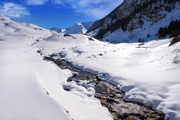 Cerler Snow Stream Pyrenees Huesca Spain — Stock Photo, Image