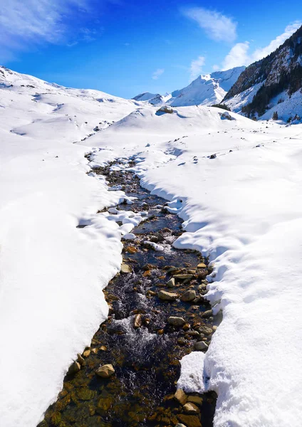 Cerler Snow Stream Pyrenees Huesca Spain — Stock Photo, Image