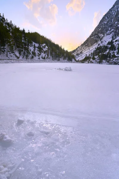 Panticosa Sněhová Frozen Ledové Jezero Huesca Pyreneje Španělsko — Stock fotografie