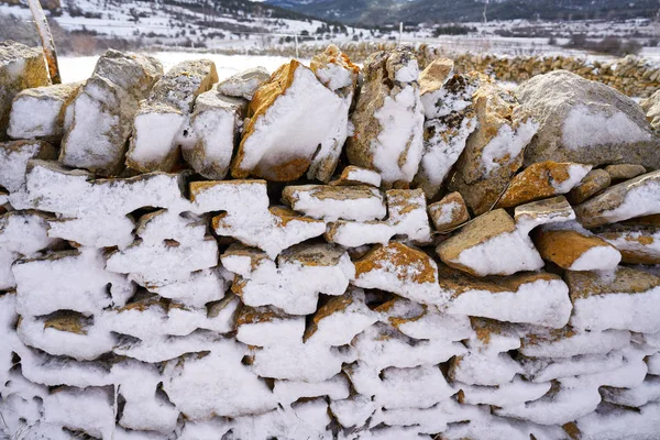 Χωριό Χιόνι Virgen Vega Στο Τερουέλ Της Ισπανίας — Φωτογραφία Αρχείου