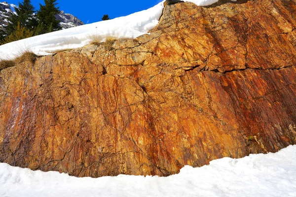 Slate Stone Texture Snow Pyrenees Spain — Stock Photo, Image
