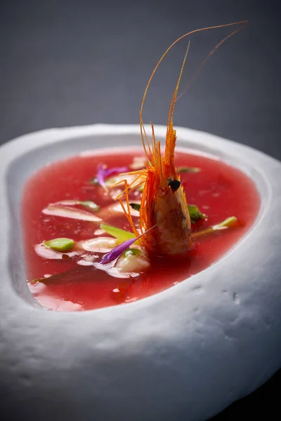 Mediterranean Gazpacho Tomato Soup Seafood — Stock Photo, Image