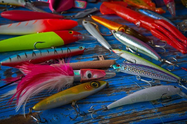 Fishing Lures Tackle Collection Saltwater Trolling Spinning Angler — Stock Photo, Image