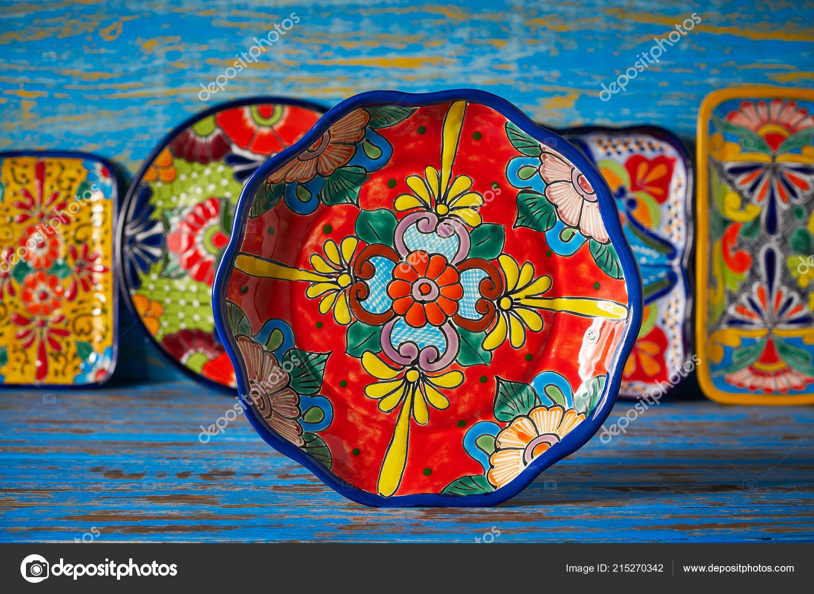 Mexican Pottery Plate Talavera Style Puebla Mexico Stock Photo by