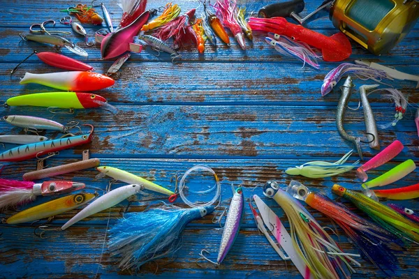 Fishing Lures Tackle Collection Saltwater Trolling Spinning Angler — Stock Photo, Image
