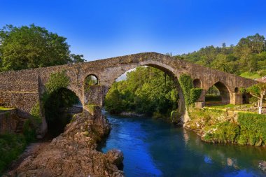 Cangas de gidebildiğimiz Roma Köprüsü İspanya Asturias Sella Nehri üzerinde