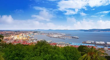 Vigo manzarası ve port İspanya Galiçya