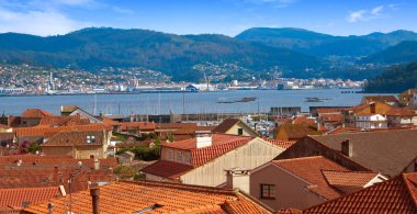 Combarro Galiçyaca köyü Vigo Galicia İspanya Ria de Pontevedra ile hava