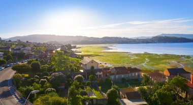 Combarro Galiçyaca köyü Vigo Galicia İspanya Ria de Pontevedra ile hava