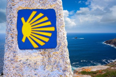 Sonunda Finisterre Saint James yol tabela Galicia İspanya photomount içinde