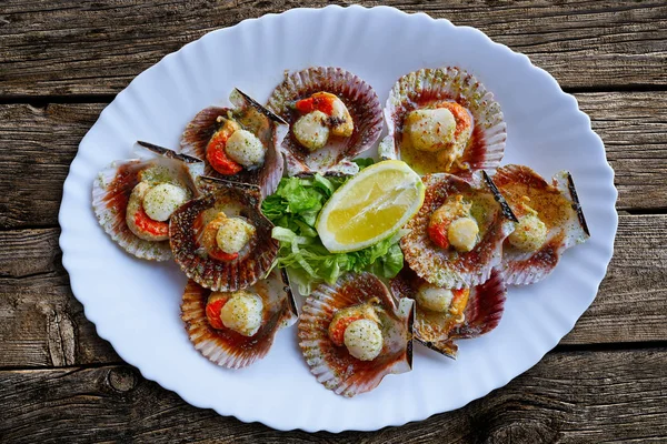 Zamburinas Scallops Recipe Typical Galicia Spain — Stock Photo, Image