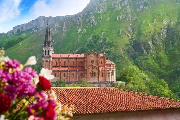 Heiligdom Covadonga Katholieke Basiliek Asturië Cangas Onis — Stockfoto